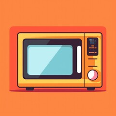 Flat image of microwave oven on orange background. Simple vector icon of a microwave oven. Digital illustration