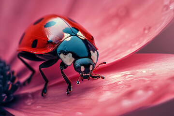A ladybug close-up - obrazy, fototapety, plakaty