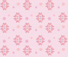 Heart Floral Seamless Valentines Day Pattern Pink Dots