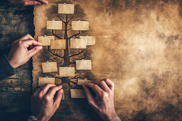 Family tree chart template. Connections between family members and understanding one's roots.