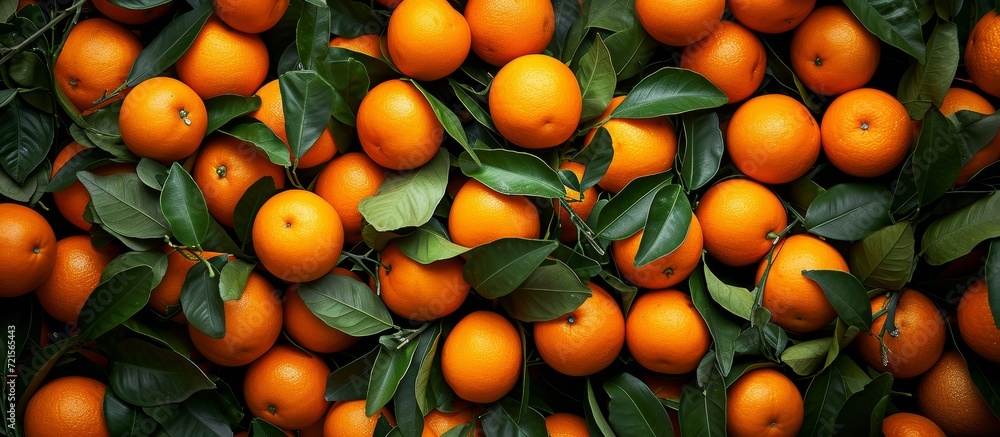 Poster above and beyond: captivating aerial view of luscious oranges from above, view the exquisite array o