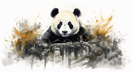 Close-up portrait of a panda. Generative AI