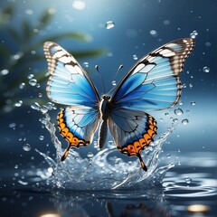 Nice photo for butterfly over blue 💦. It have many natural wonderful colors. 