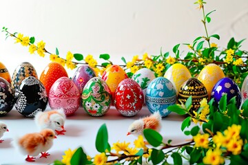 Graphic showing the preparation of Easter eggs and other Easter decorations.