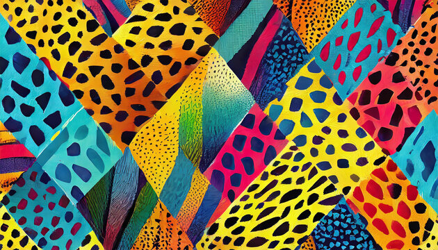 Multiple animal print background pattern illustration background pattern. Generative AI