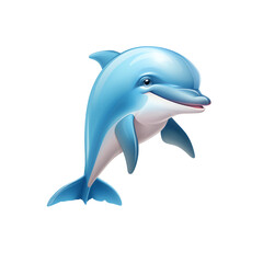 Cute dolphin jumping. Isolated on transparent background.