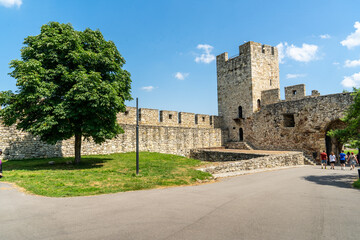 Fototapeta na wymiar Belgrade Kalemagdan Fortress and city walls. Serbian medieval castle, tourist landmark of the city. Serbia
