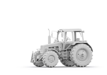 Agricultural tractor isolated on white background.