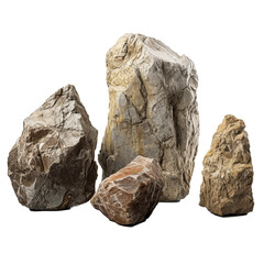 Cutout of 3 Rocks Isolated Against a Transparent Background (PNG) - AI Generative