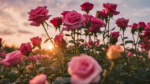 Roses Field at Sunrise (4K UHD 3840x2160)