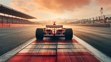 Fototapete Rund rear view of a red formula one car. Generative AI © YM Creative Studio