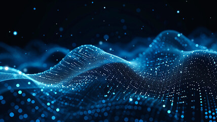 Abstract dynamic pattern created by a digital wave with multiple dots and particles. digital technology and the internet. Generative AI