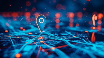 Digitally mark the position on the map with two pins. gps tracking by coordinates in maps. location point. Generative AI