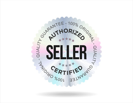 Authorized seller certified gold stamp on white background 
