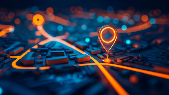 Digitally mark the position on the map with two pins. gps tracking by coordinates in maps. location point. Generative AI