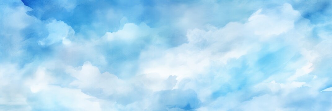 Abstract Light Blue Watercolor Background with Copy Space for Text or Image. Sky and Cloud Inspired