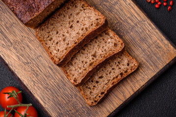 Delicious fresh crispy brown bread with seeds and grains