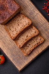 Delicious fresh crispy brown bread with seeds and grains