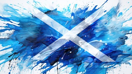 Artistic scotland flag with colorful paint splashes