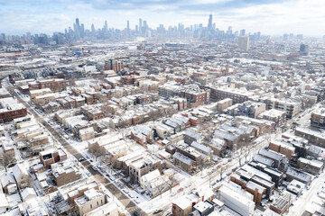 Chicago Bucktown neighborhood in Winter