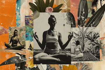 Collage showcases friends engaging in their favorite Yoga and meditation hobby.