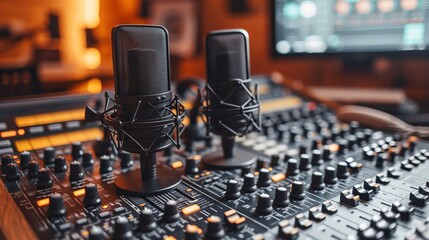 Microphone Focus in Podcast Studio
