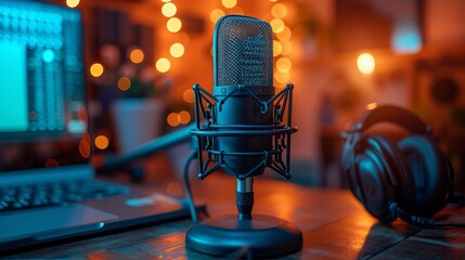 Microphone Focus in Podcast Studio