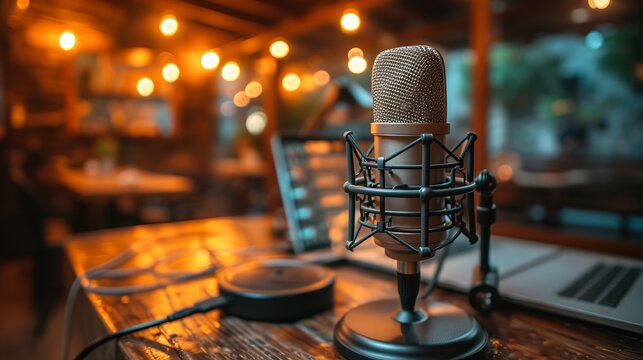 Microphone Focus in Podcast Studio