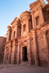 Portrait - Ad Deir (the monastery), a monumental building carved out of rock in the ancient...