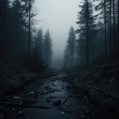 Obraz premium Gloomy foest nature wallpaper background