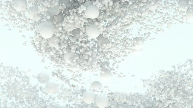 Abstract 3D White Particles Background. 3D Clean Particles and White Background.