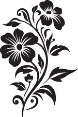 Nocturnal Blossom Symphony Floral Vector ArtistryWhispering Ink Florals Black Vector Designs