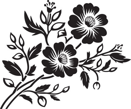 Gothic Flora Sketches Noir Vector ArtSleek Silhouette Blooms Black Floral Vectors