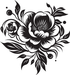 Ethereal Inked Serenade Black Floral VectorsObsidian Garden Whispers Midnight Vectors