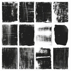 Overlay texture set. Different types of texture stamps,damaged, paint, old, concrete. collection urban grunge overlay. Paint texture with spray effect and drop ink splashes. black and white mask