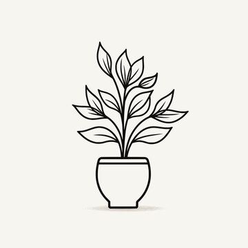 recommend clip art: Minimalist Outline Drawing of a Plant in Vase - Iconic Botanical Style