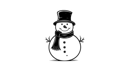 Enthralling Artistry: Unique Continuous Line Snowman Illustration