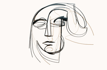Unveiling The Mind: Engaging Line Art Drawing of a Human Head