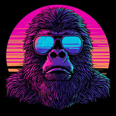 Synthwave Sasquatch illustration