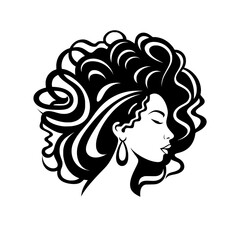Expressive Afro Woman: Unleashing Art in Continuous Line Drawing!