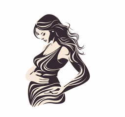 Unveiling Motherhood: Artistic Line Drawing of Expectant Woman