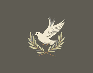 Embrace Tranquility: Majestic Dove with Pine Branches - Symbol of Peace