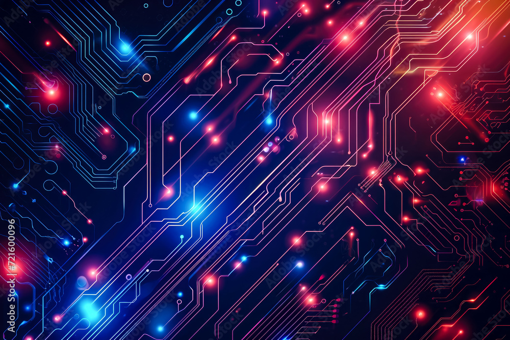 Poster futuristic and high-tech background with circuit board motifs