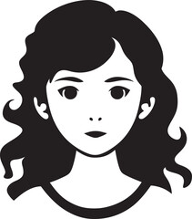 Minimalist Charm Vector Girl Portrait IllustrationElegant Expression Black and White Girl Vector