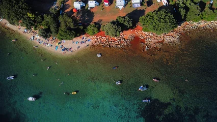 Crédence de cuisine en verre imprimé Plage de Camps Bay, Le Cap, Afrique du Sud drone shot of Adriatic sea beach on Island in Croatia