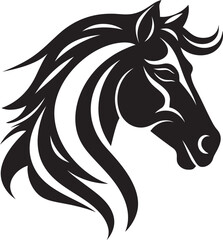 Noble Horse Vectors Monochrome Illustration SetFlowing Mane and Tail Black Vector Horses