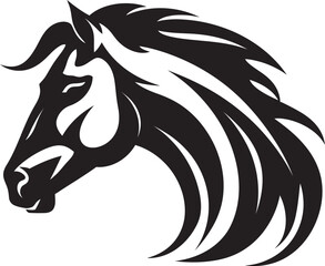 Flowing Mane in Vectors Monochrome MajestyBold Stylized Equines Black Vector Artistry