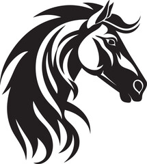 Fototapeta na wymiar Expressive Equine Stylizations Monochrome ArtPowerful Stallion Vectors Black Illustrations