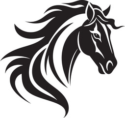 Fototapeta na wymiar Bold Equestrian Artistry Vectorized MonochromeGalloping Majesty Black Horse Vector Series