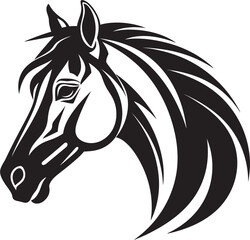 Majestic Mane in Vectors Black Horse ImpressionsElegant Equine Outlines Monochrome Vector Art